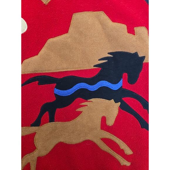 Vintage Fleece Aztec Geometric Retro Full Zip Vest Kids Size S Moxie Horses - Picture 2 of 7